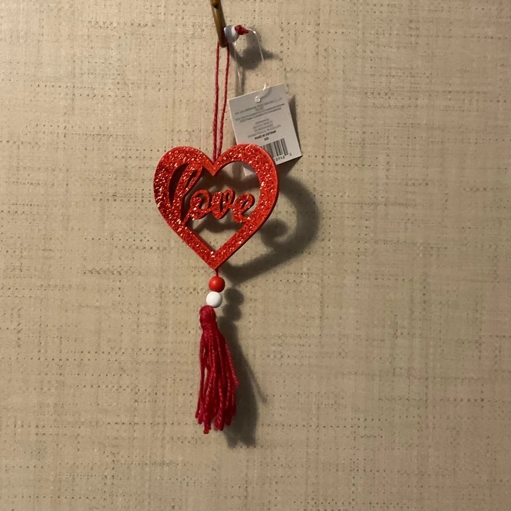 Glittery Red Heart Ornament with Tassel